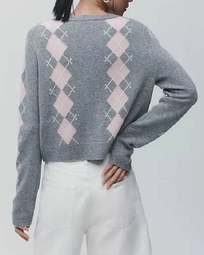 Leanne Kristen Johnston Grey and Pink Cardigan