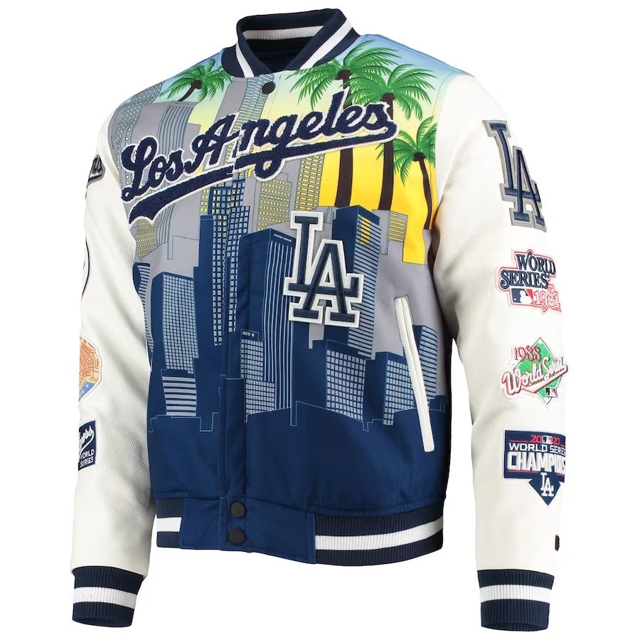 Los Angeles Dodgers Zip Up Varsity Jacket - back view