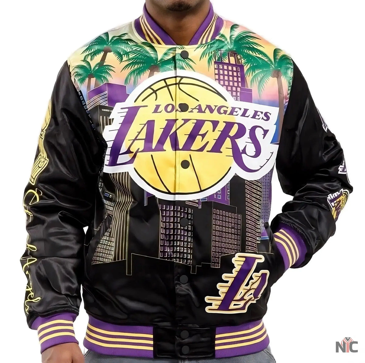 Los Angeles Lakers Black Championship Satin Jacket Clanton Jacket