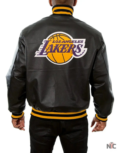 Los Angeles Lakers Black Leather Varsity Jacket Clanton Jacket