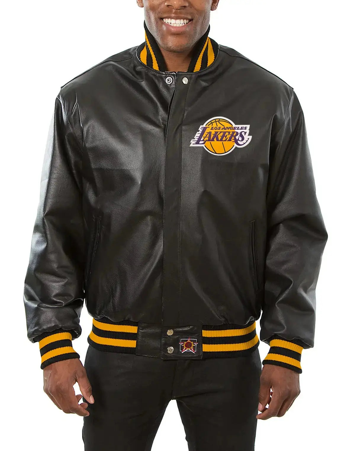 Los Angeles Lakers Black Leather Varsity Jacket Clanton Jacket