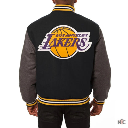 Los Angeles Lakers Black & Grey Wool Varsity Jacket Clanton Jacket