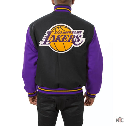 Los Angeles Lakers Black & Purple Wool Varsity Jacket Clanton Jacket