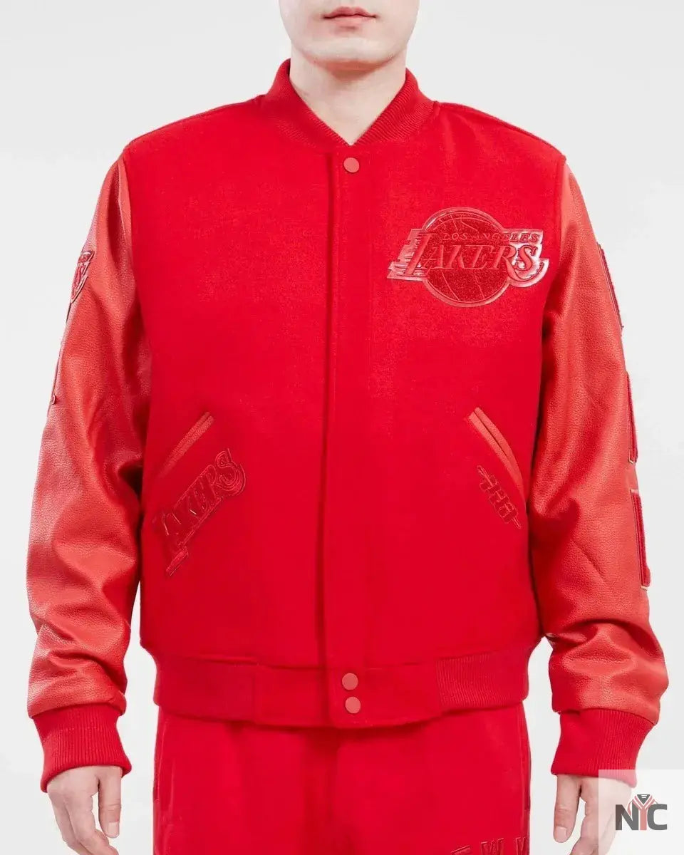 Los Angeles Lakers Classic Triple Red Varsity Jacket Clanton Jacket
