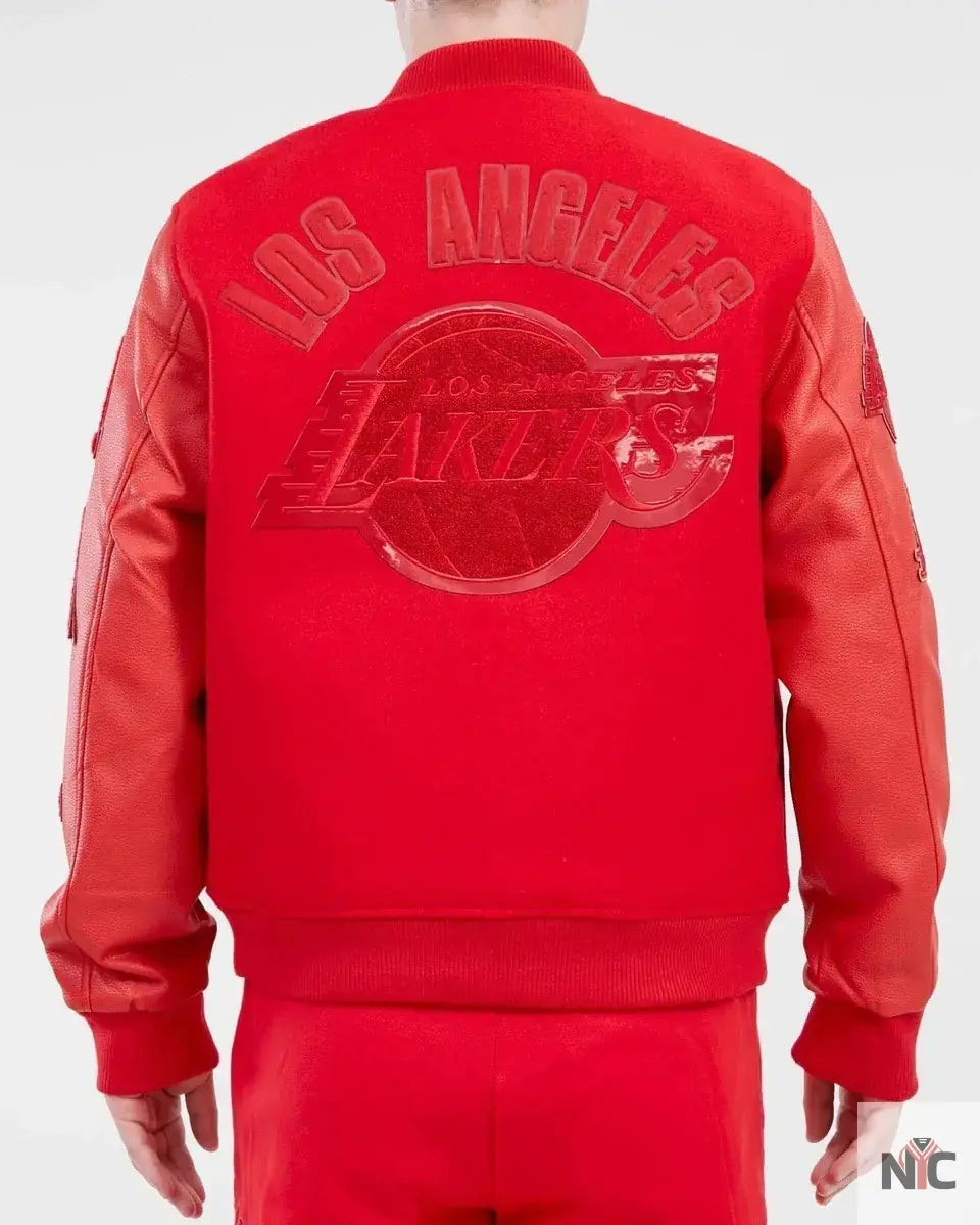 Los Angeles Lakers Classic Triple Red Varsity Jacket Clanton Jacket