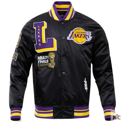 Los Angeles Lakers NBA Finals Champions Black Satin Jacket Clanton Jacket