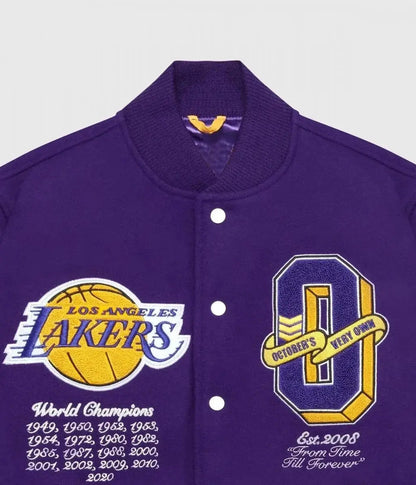 Los Angeles Lakers OVO Purple Wool Varsity Jacket Clanton Jacket