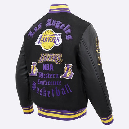 Los Angeles Lakers Old English Wool Varsity Jacket - back view