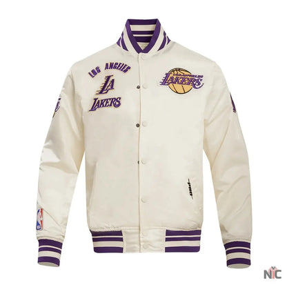 Los Angeles Lakers Retro Classic Rib Satin Varsity Jacket Clanton Jacket