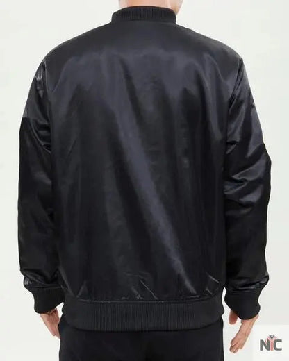 Los Angeles Lakers Wordmark Black Satin Jacket Clanton Jacket