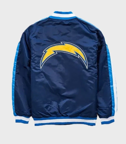 Los Angeles Chargers Striped Navy Blue Satin Jacket