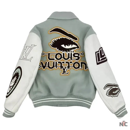 Louis Vuitton Aqua & White Varsity Jacket Clanton Jacket