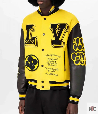 Louis Vuitton Letterman Yellow and Black Varsity Jacket Clanton Jacket