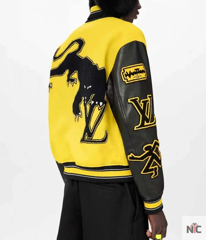 Louis Vuitton Letterman Yellow and Black Varsity Jacket Clanton Jacket