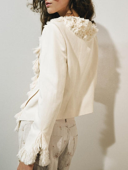 Made In Chelsea S32 Abi Luffman White Fringed Jacket - view 3