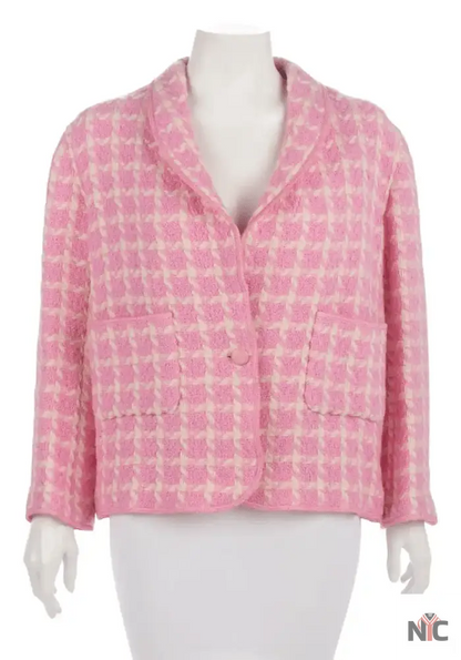 Margot Robbie Barbie Pink Checkered Blazer Clanton Jacket