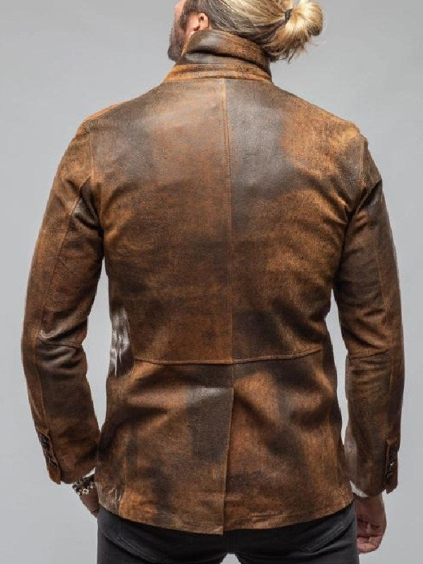 Marshals Season 2 Brown Washed Leather Blazer - view 2