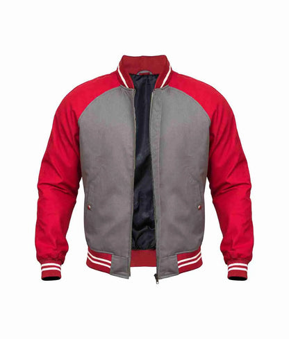 Men Red And Grey Varsity Jacket