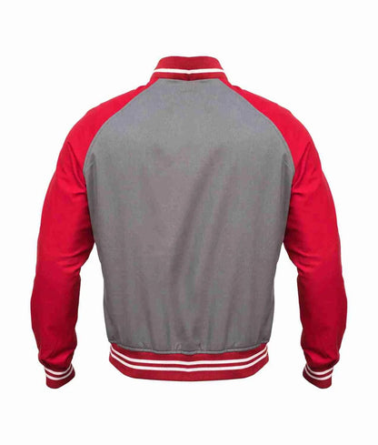 Men Red And Grey Varsity Jacket