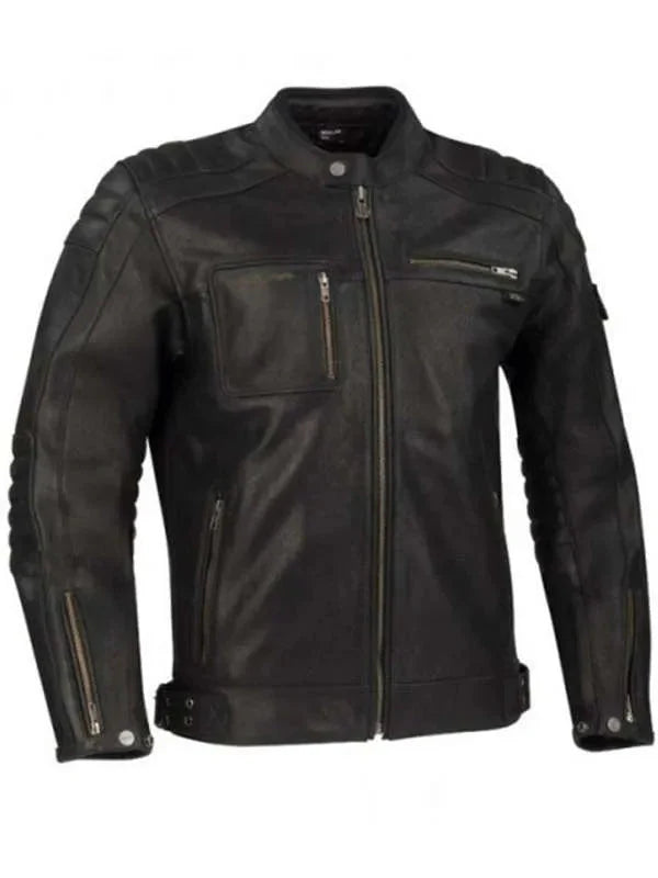 Men Quilted Black Moto Real Leather Jacket Shopotiny