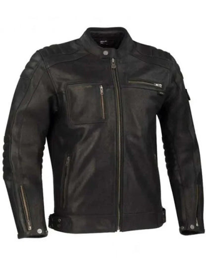 Men Quilted Black Moto Real Leather Jacket Shopotiny