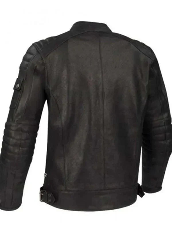 Men Quilted Black Moto Real Leather Jacket Shopotiny