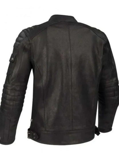 Men Quilted Black Moto Real Leather Jacket Shopotiny