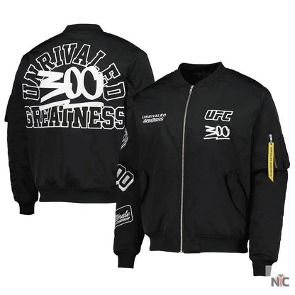 Men’s Black UFC 300 Full-Zip Bomber Jacket Clanton Jacket