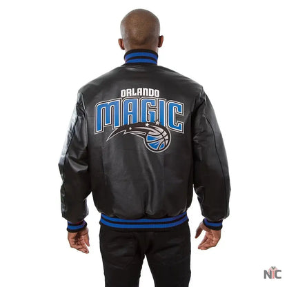 Men’s JH Design Black Orlando Magic Leather Jacket Clanton Jacket