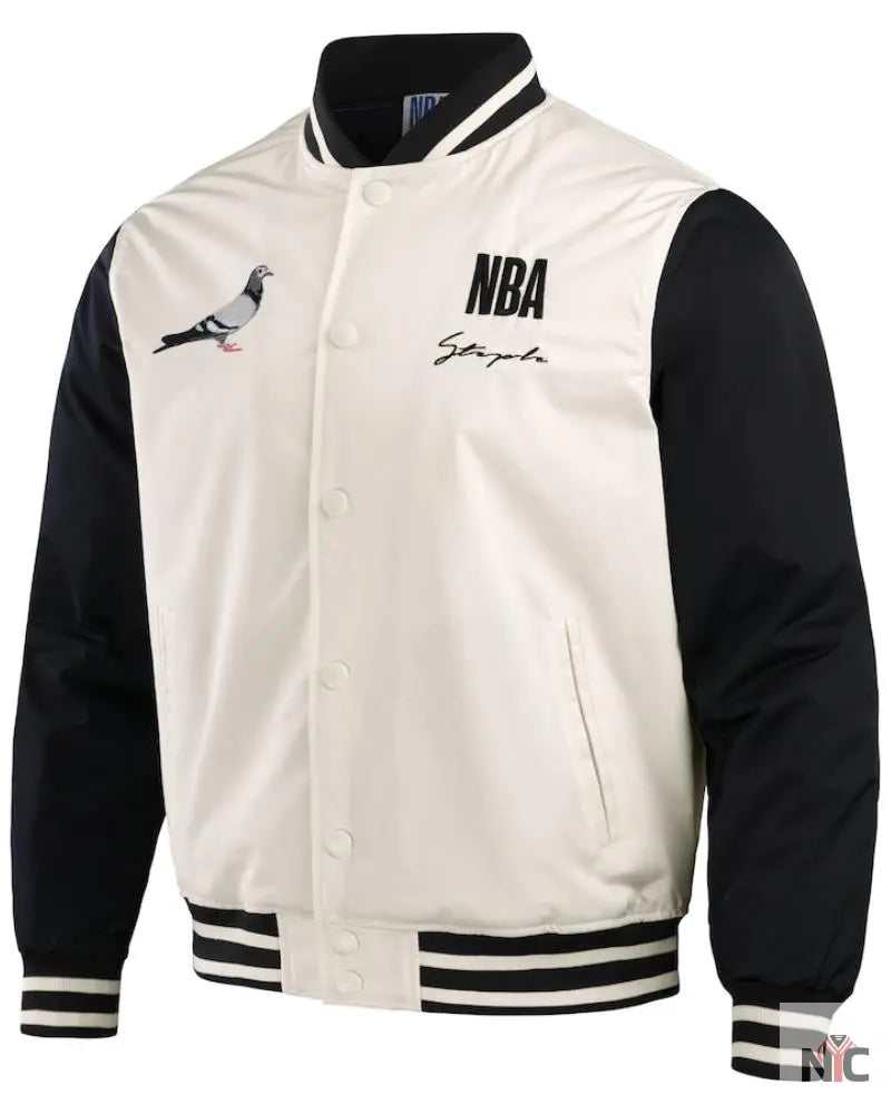 Men’s NBA x Staple White/Black All Teams Origins Full-Snap Jacket Clanton Jacket