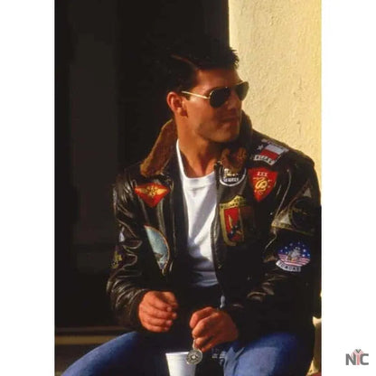 Men’s Top Gun Tom Cruise Leather Jacket Clanton Jacket
