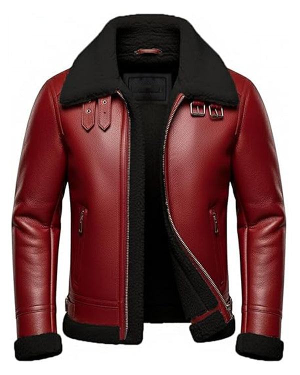 Men’s Christmas Santa Claus Shearling Faux Leather Jacket