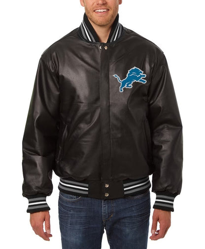 Men's JH Design Detroit Lions Black Leather Jacket