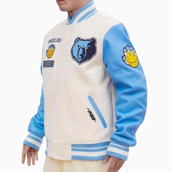 Memphis Grizzlies Retro Classic Rib Wool Varsity Jacket - back view