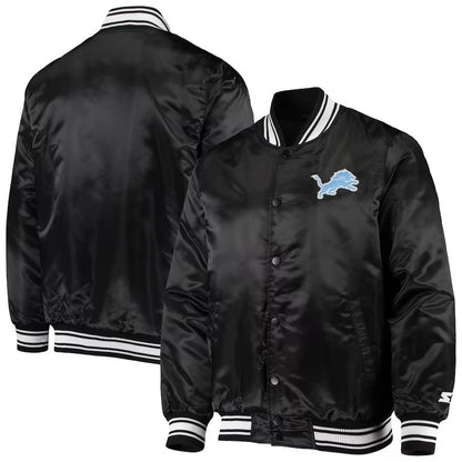 Men's Starter Black Detroit Lions Locker Room Varsity Jacket - side view