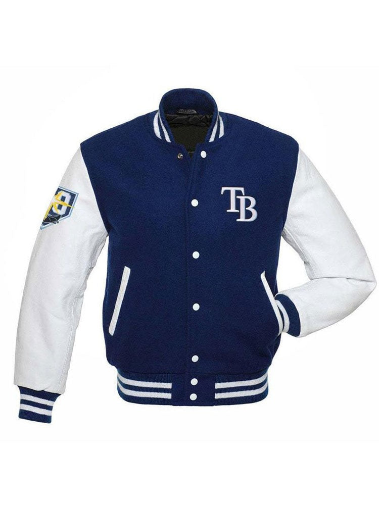 Men's TB Rays Blue and White Letterman Jacket