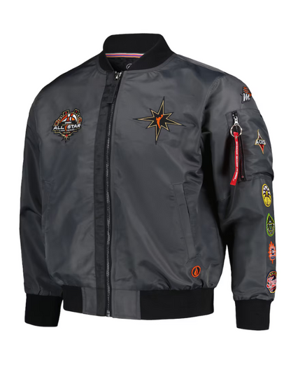 Unisex FISLL Charcoal 2023 WNBA All-Star Game Applique Flight Jacket Shopotiny