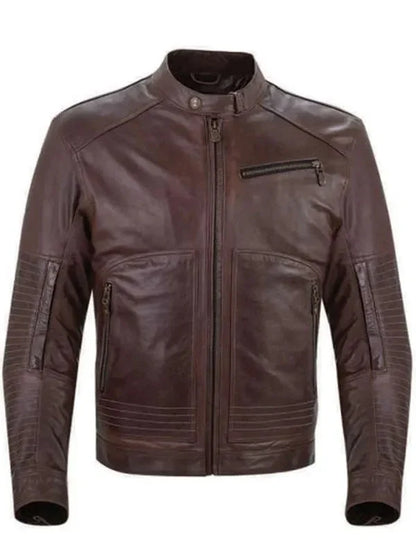 Brown Cafe Racer Real Leather Jacket For Men Clanton Jacket