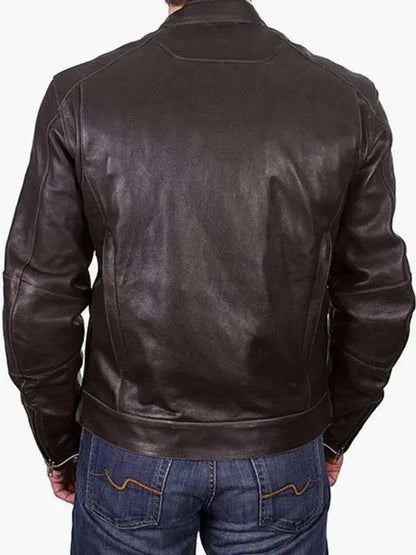 Men Brown Cafe Racer Real Leather Jacket Clanton Jacket