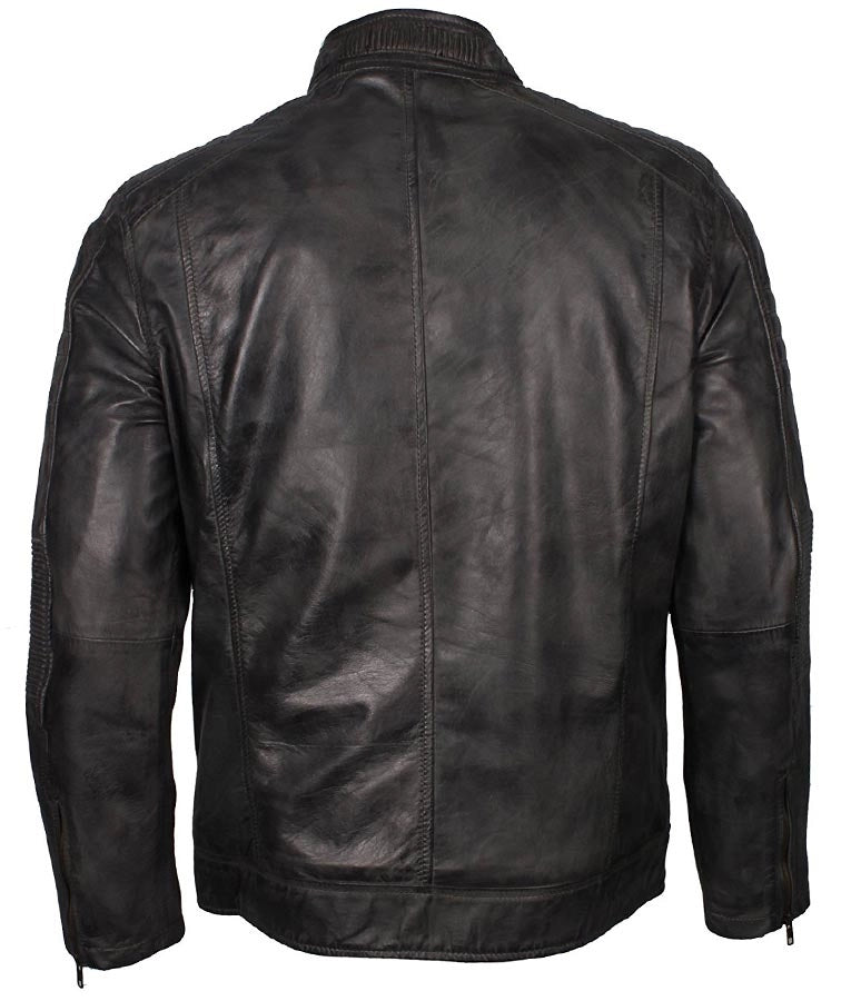 Mens Cafe Racer Grey Waxed Jacket