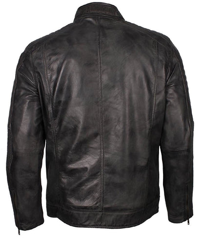 Mens Cafe Racer Grey Waxed Jacket