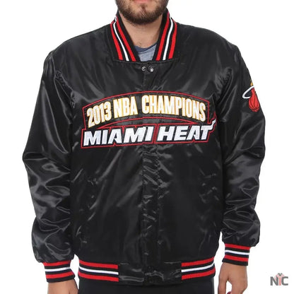 Miami Heat Black NBA Finals Champions Full-snap Jacket Clanton Jacket