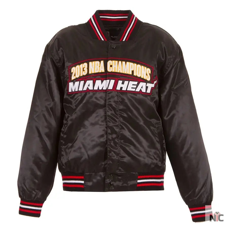 Miami Heat Black NBA Finals Champions Full-snap Jacket Clanton Jacket