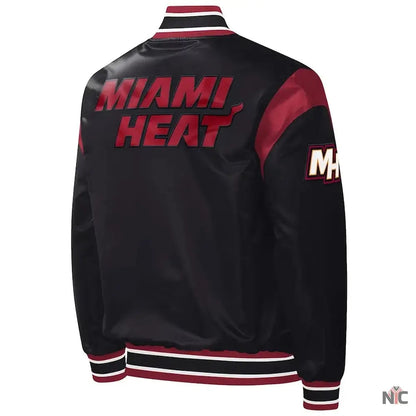 Miami Heat Force Play Varsity Satin Jacket Clanton Jacket