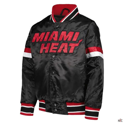 Miami Heat Home Game Black Satin Jacket Clanton Jacket