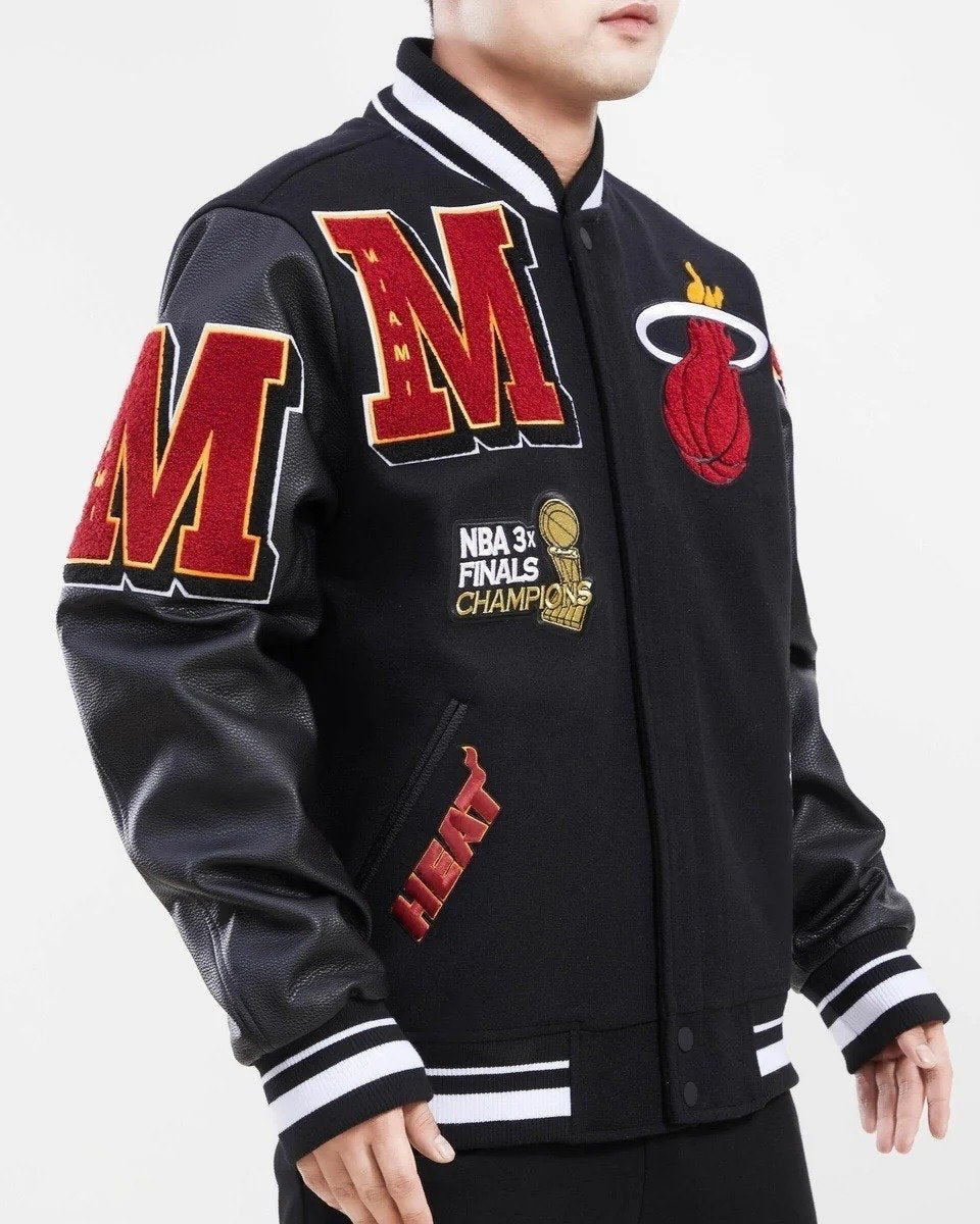 Miami Heat Mash Up Wool Varsity Jacket - side view