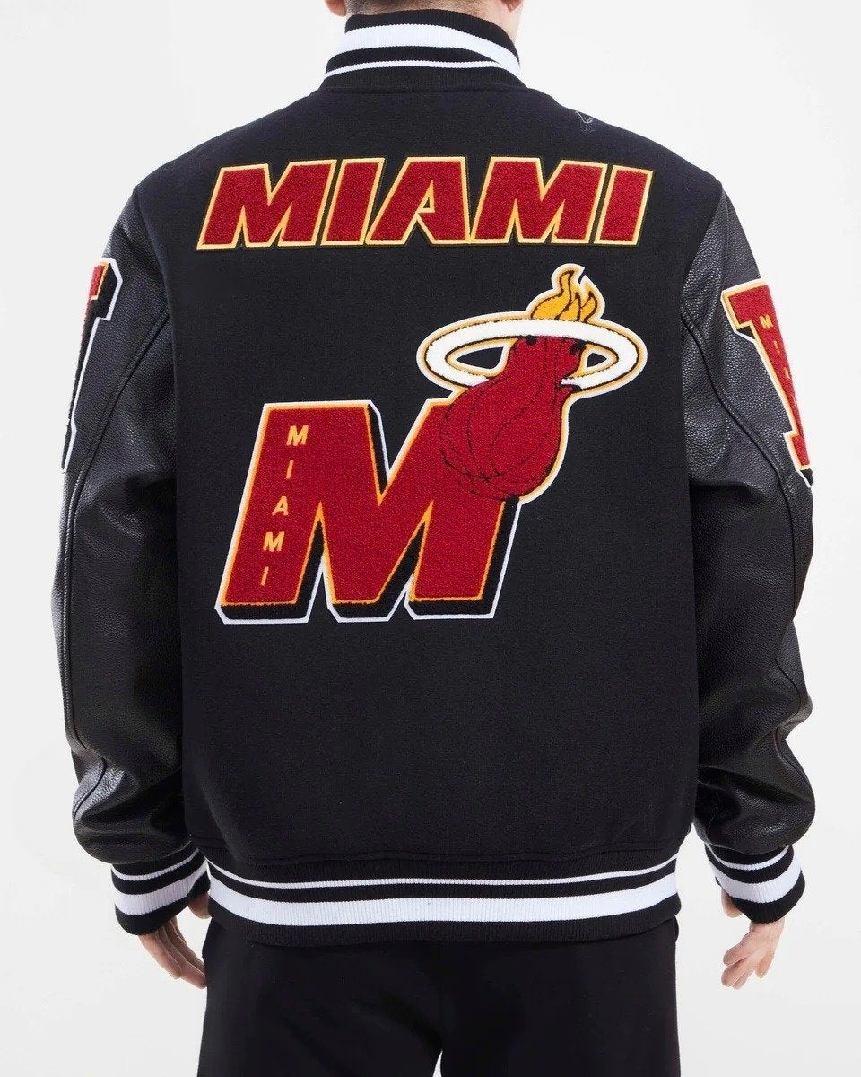 Miami Heat Mash Up Wool Varsity Jacket - back view