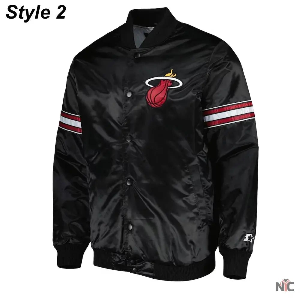 Miami Heat Pick & Roll Full-Snap Satin Jacket Clanton Jacket