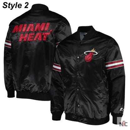 Miami Heat Pick & Roll Full-Snap Satin Jacket Clanton Jacket