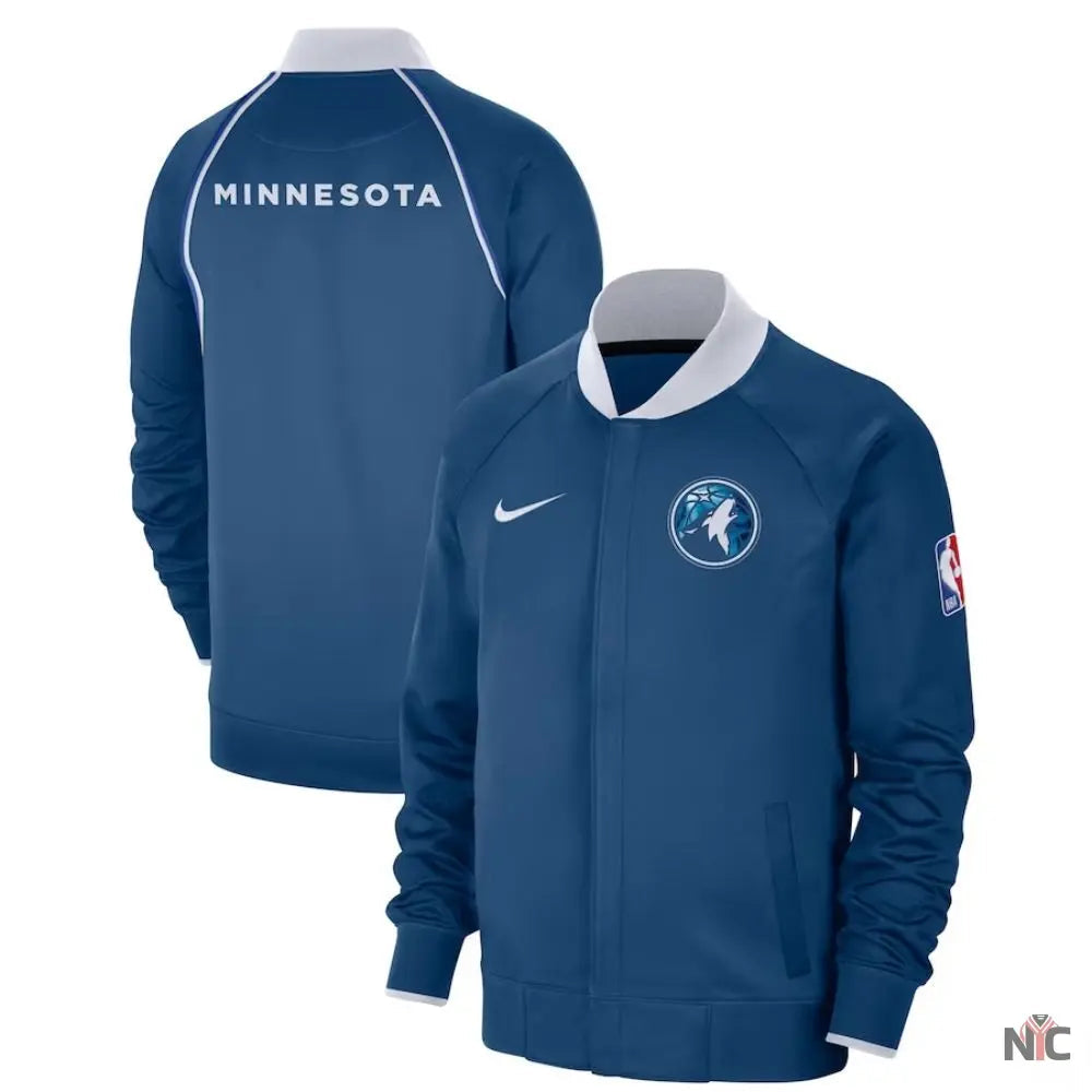 Minnesota Timberwolves 2023/24 Blue Raglan Jacket Clanton Jacket
